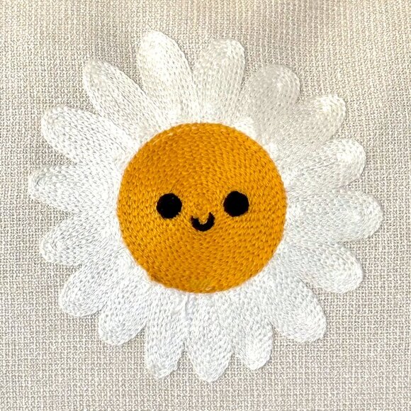 2 Sizes Happy Smiley Daisies Flowers Embroidered Throw Pillow Cushion Cover New - Picture 4 of 6